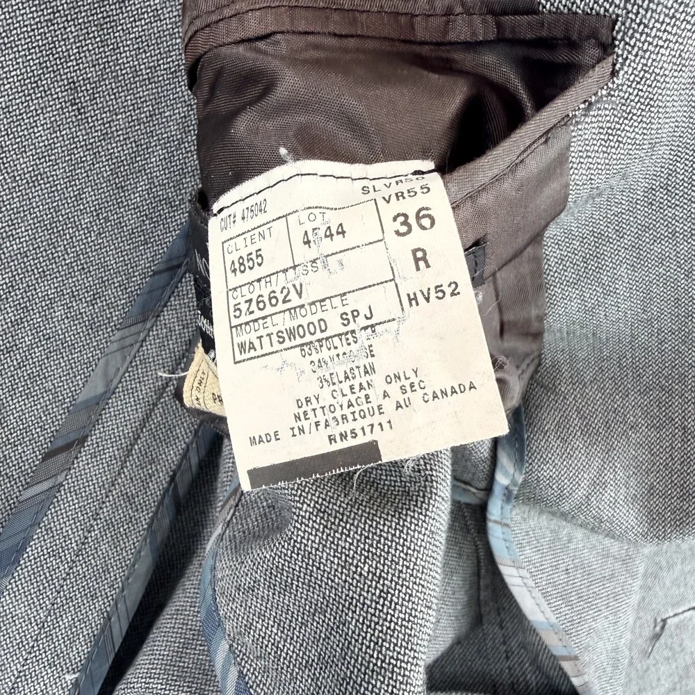 John Varvatos Premium Tailored Wattswood Peak Blazer Sport Coat in Grey Men 36R